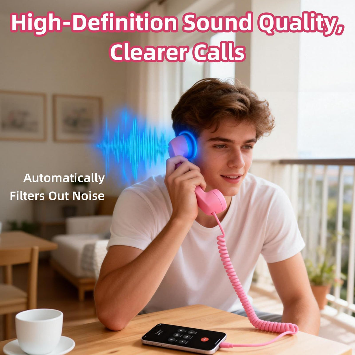 Retro Phone Handset for iPhone & Android, 2026 New Type-C Wired Receiver with Microphone & Speaker (2Pcs(Black and Red))