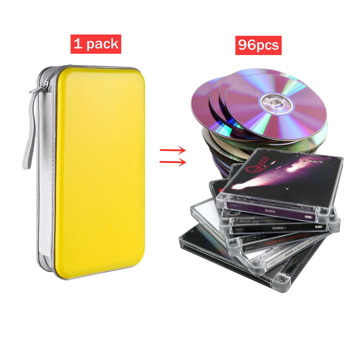 LIOVODE DVD Case, 96 Capacity CD Case Holder Organizer Disc Wallet for Car