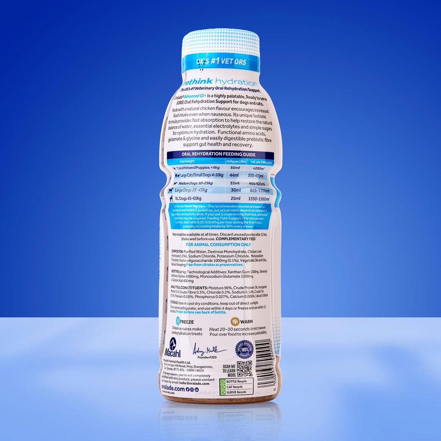 Oralade - Advanced GI+, Oral Rehydration & Gut Support for Pets - Fast and Effective Hydration - Roast Chicken Flavour - Suitable for All Ages - 500ml