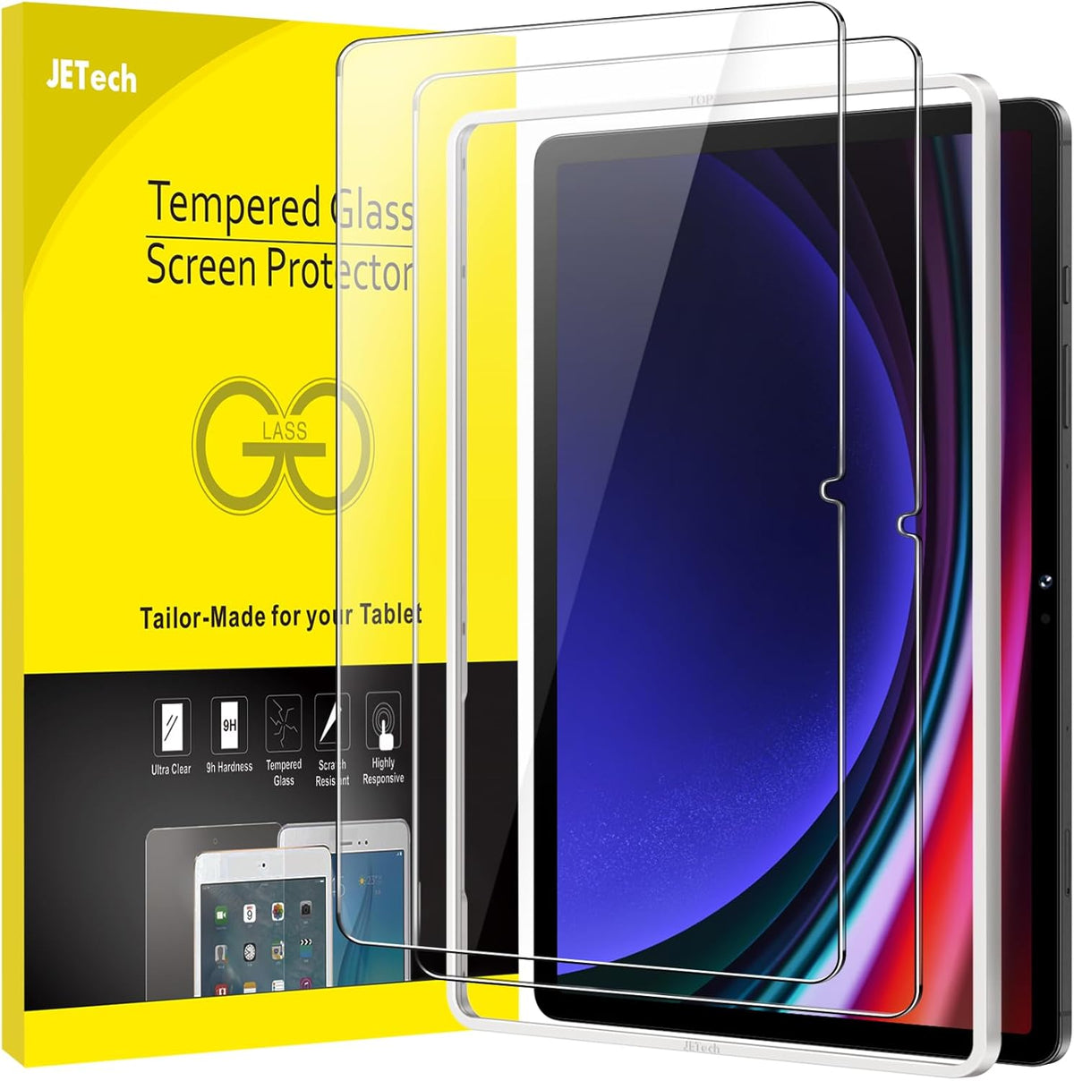 JETech Screen Protector for Galaxy Tab S10 Lite/S10 FE/S9 FE/S9, 2-Pack