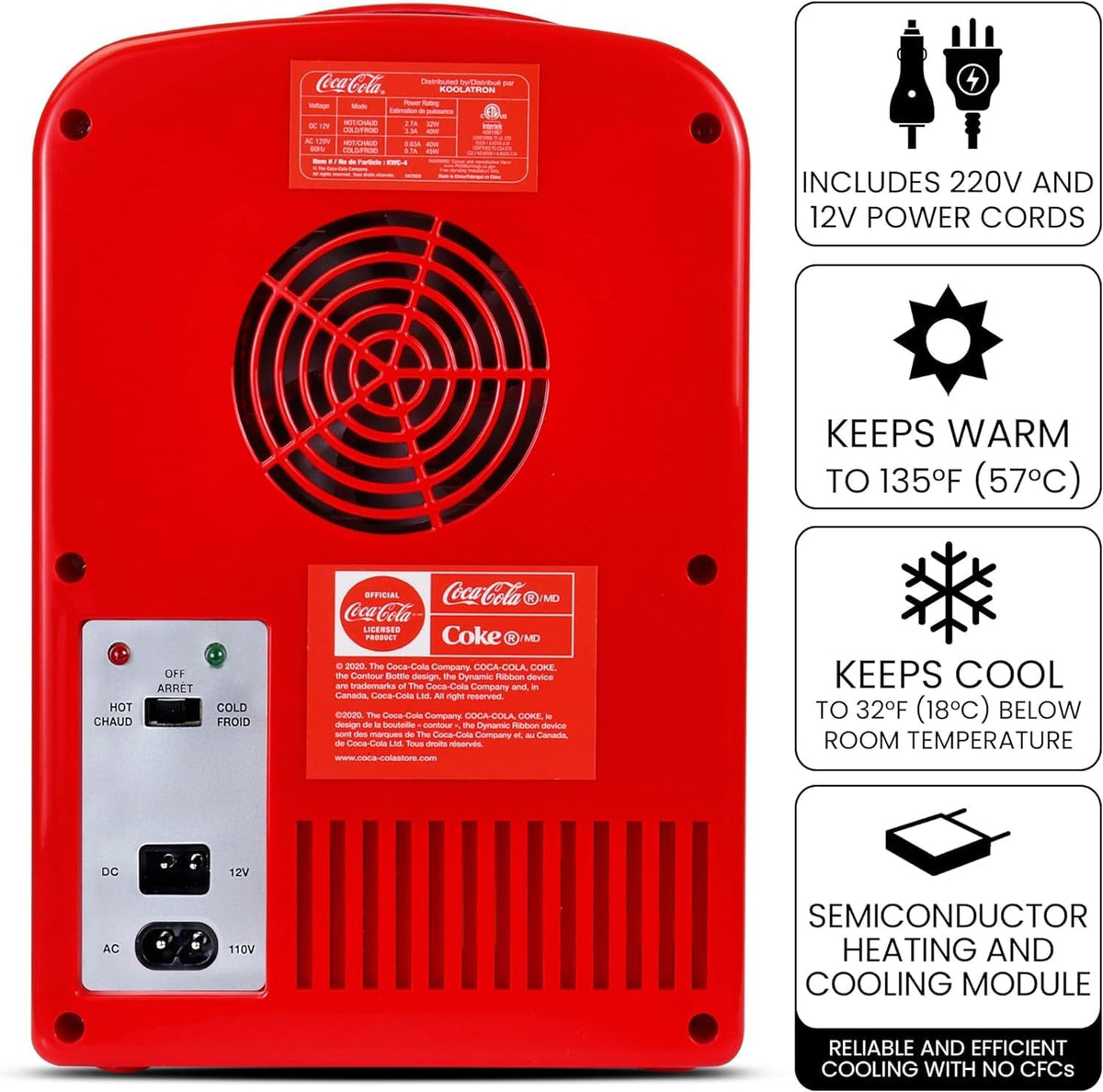 Mini Fridge For Bedrooms 4L Small Fridge 6 Can Table Top Quiet Mini Fridges For Skincare Office Food Drinks Kids Home Car & Travel 12v Portable Cooler Warmer Refrigerator by Coca-Cola, PB Red