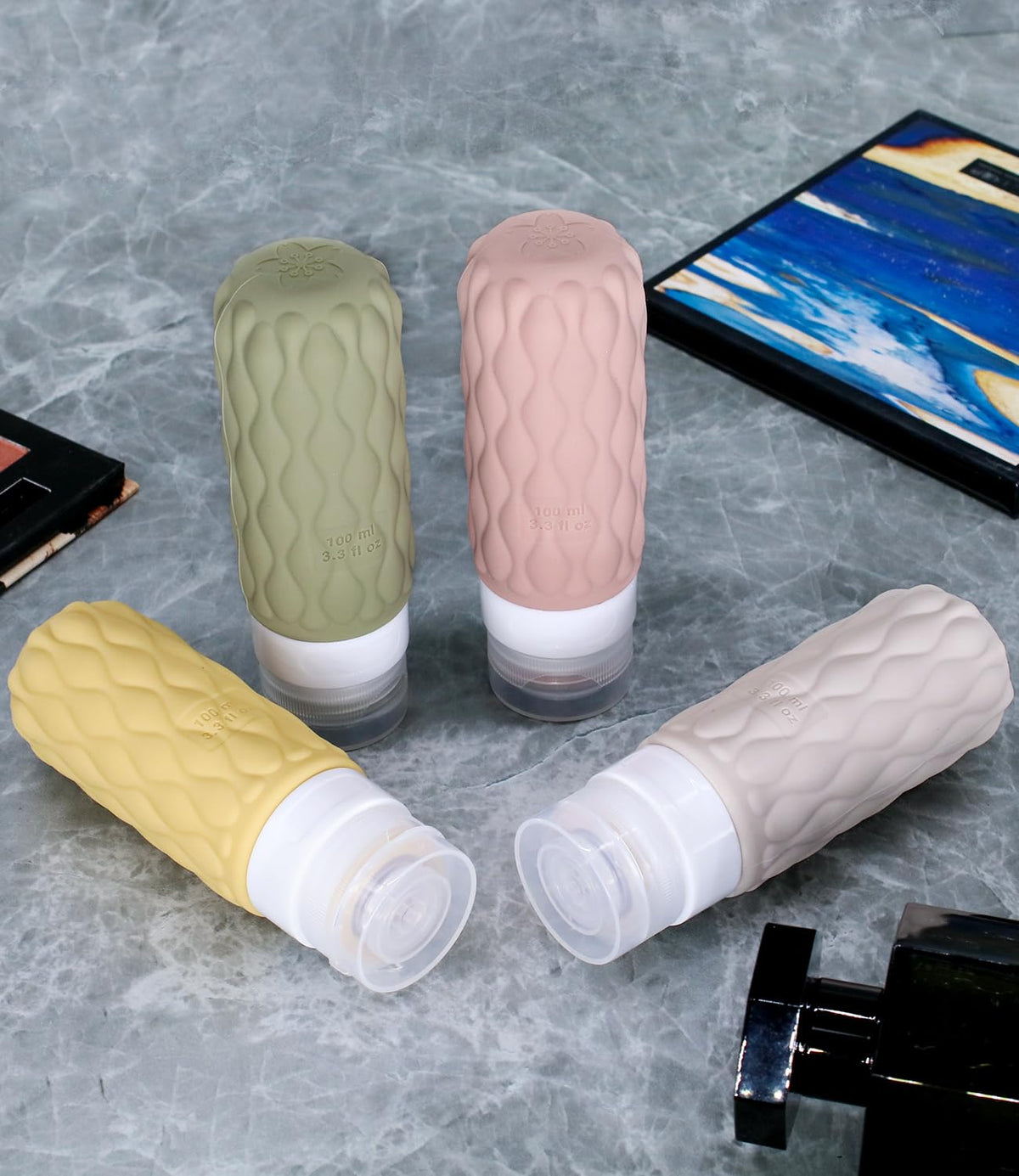 100ml Silicone Travel Bottles for Toiletries for Shampoo and Conditioner