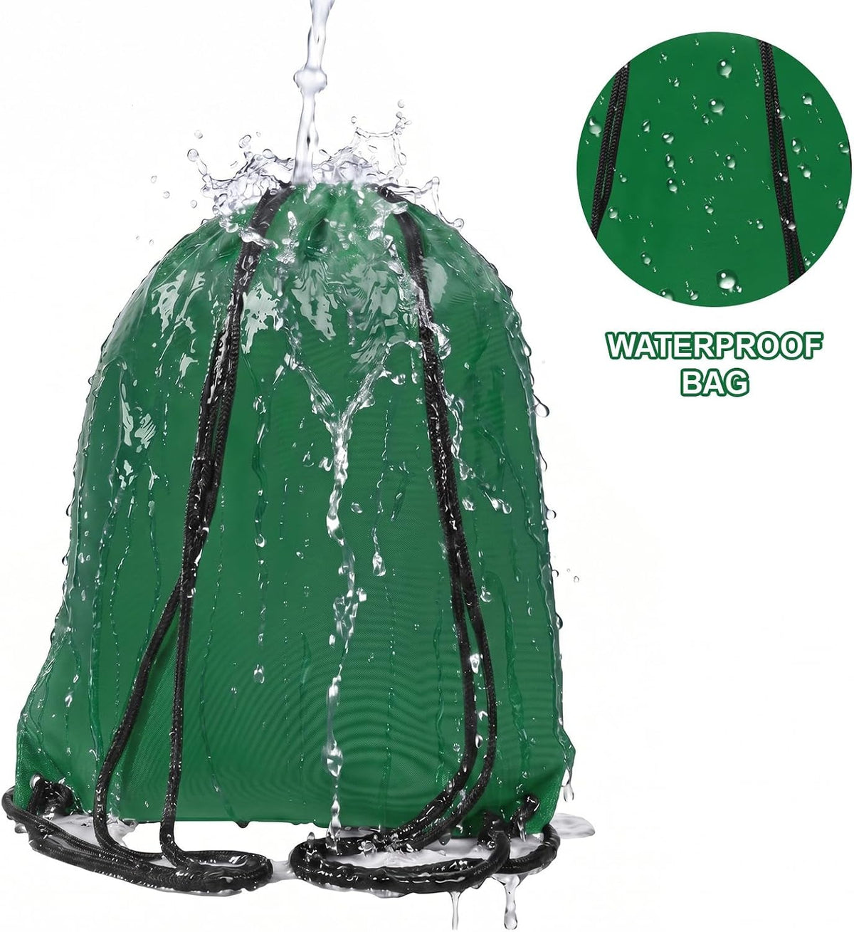WESTWOOD FOX Drawstring Gym Bag String Bags Gym Sack Backpack PE Bags for Women Men Trainer Swimming Bag Travel Beach School Holidays Suitable for Sports,kids,Boys,Girls (Green)