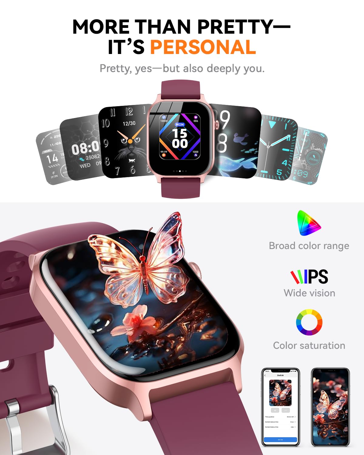 Smart Watch for Men Women- Answer/Make Call, 2024 IP68 Waterproof Fitness Tracker Watch with Sleep Step Counter Activity Smartwatch for Samsung Android iPhone iOS (Black-Blue, 1.83)