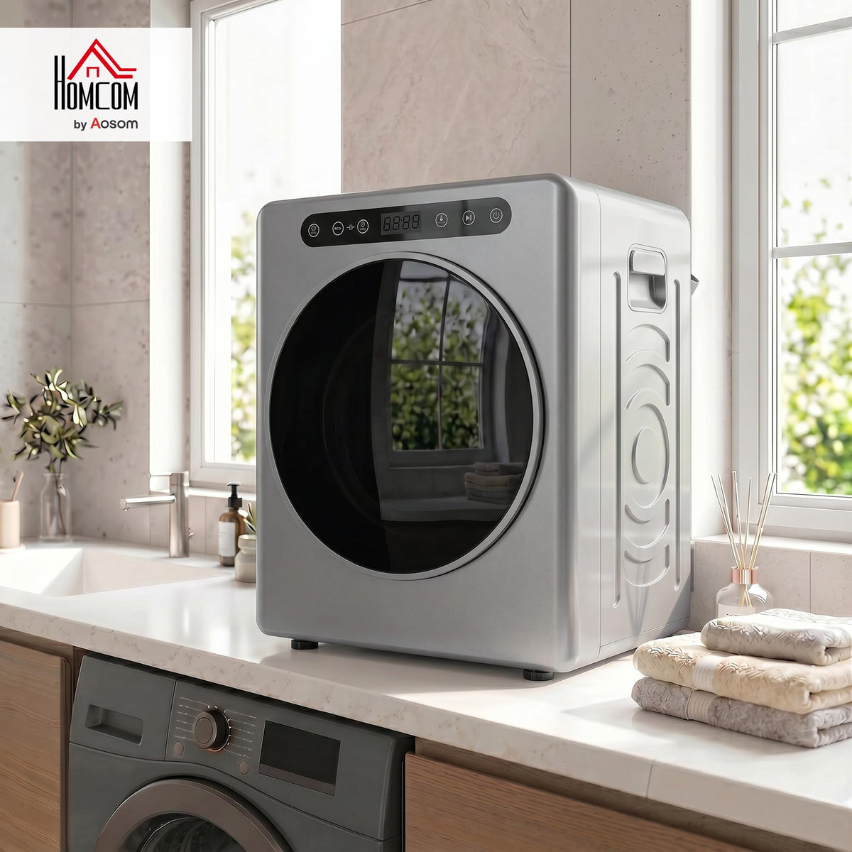 HOMCOM Vented Tumble Dryer 5kg Wet Laundry/3kg Dry Capacity 1000W Black