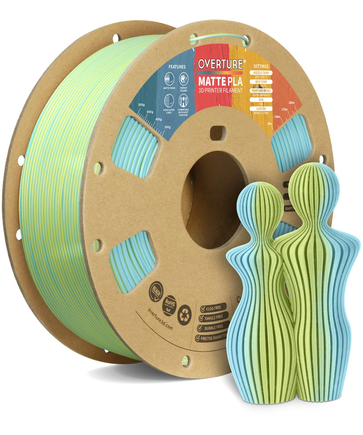 OVERTURE Matte PLA 3D Printer Filament 1.75mm, 1kg Light Brown