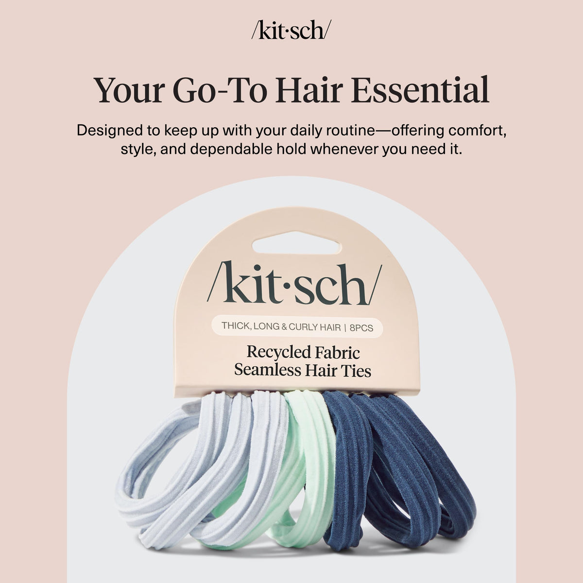 Kitsch Soft Nylon Hair Ties No Damage 6pcs - Black