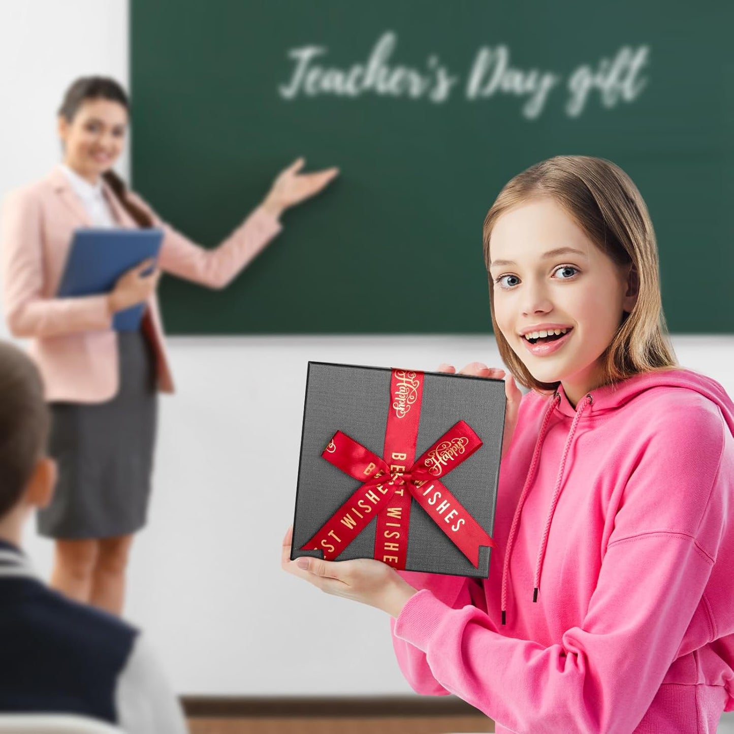 Biching Teacher Gifts - Teacher Appreciation Gifts for Women - Thank You Gift for End of Year, Back to School, Birthday, First-Day, 14oz Pink Marble Coffee Mug with Luxury Presentation Box