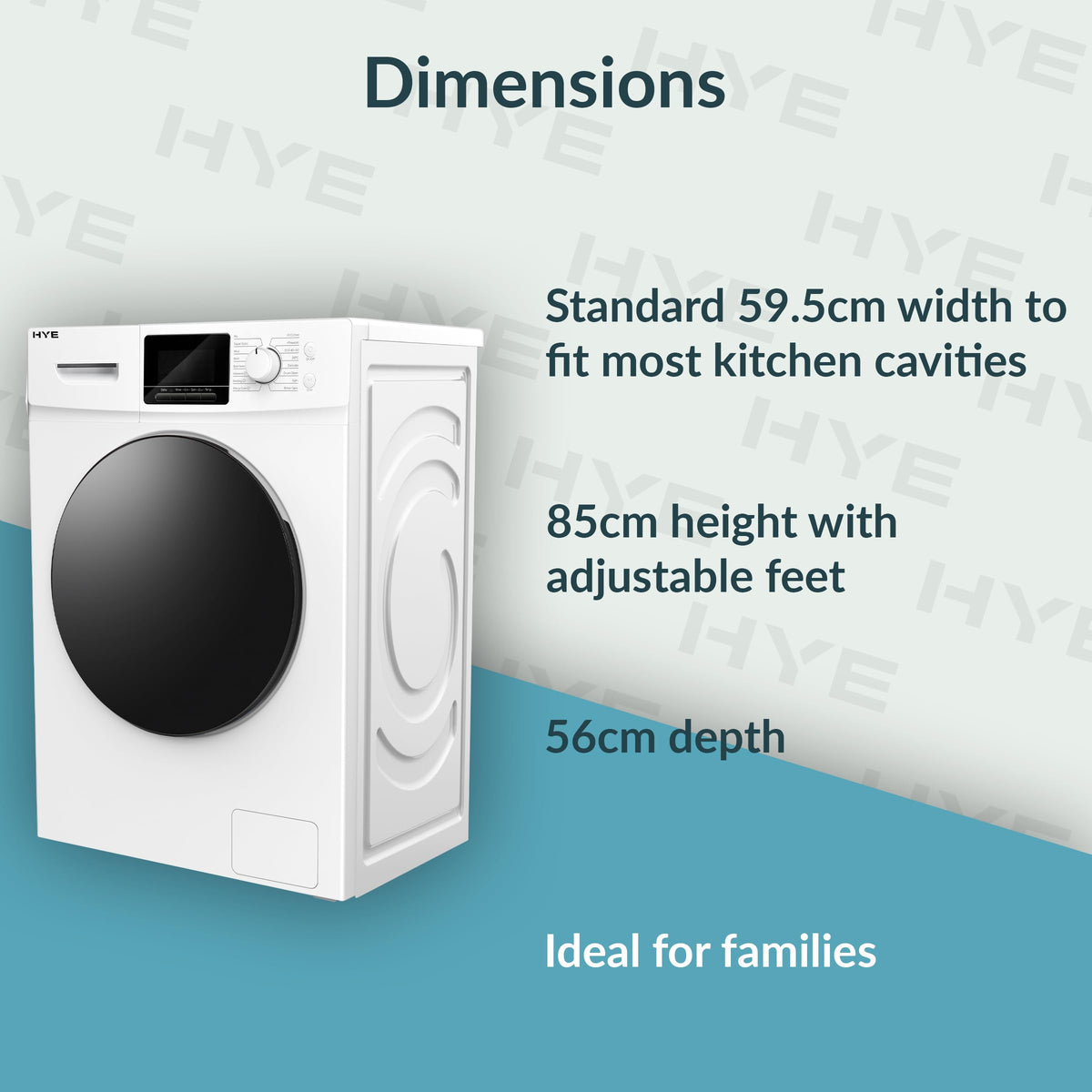 HYE Washing Machine - 8KG Drum, 1400RPM, White