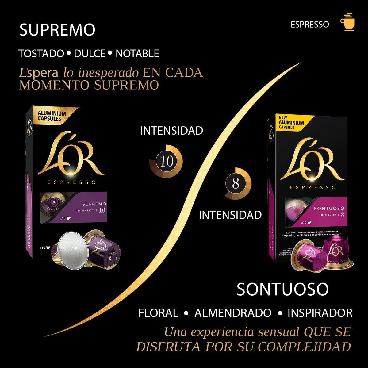 L'OR Espresso Intense Coffee Pods Variety Bundle (Pack of 12, Total 120 Capsules) Nespresso®* Compatible