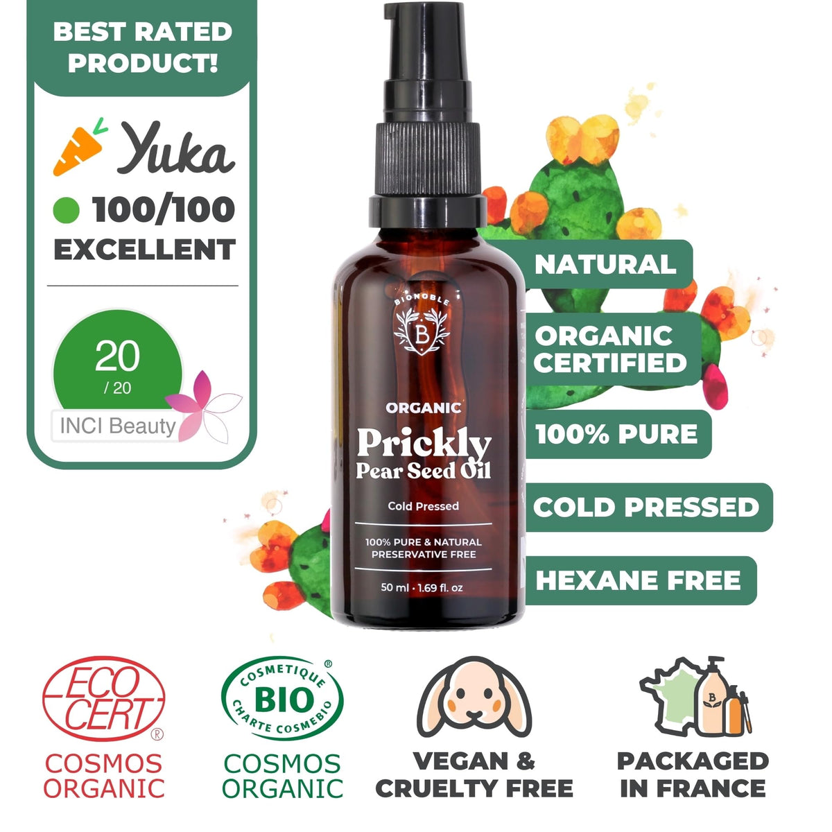 BIONOBLE Organic Rosemary Oil for Hair Growth - Hair Loss, Volume - 50ml