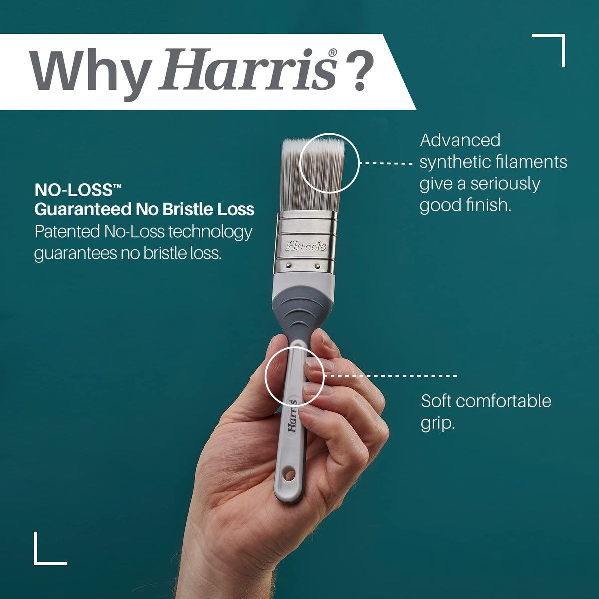 Harris Seriously Good Paintbrush Set, 5 Brush Pack, 1 x 0.5, 1 x 1, 1 x 1.5, 2 x 2 Paint Brushes