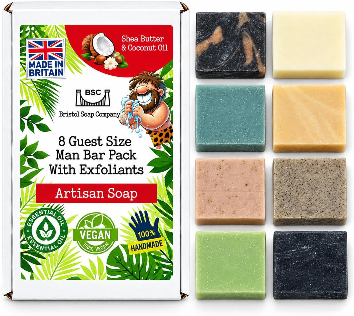 Bristol Soap Company Artisan Soap Guest Size Man Bar Pack, 8 x 30g