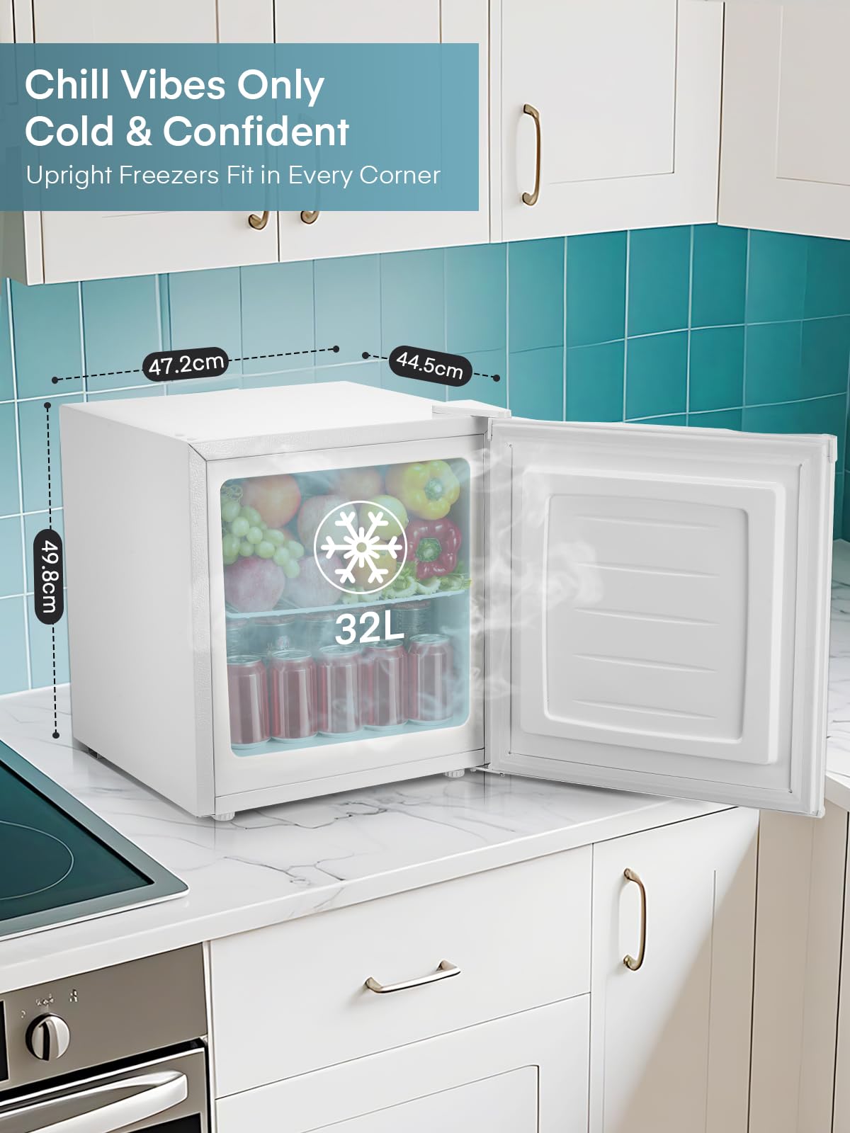 FOHERE Table Top Mini Freezer 32L for Office and Home,Black