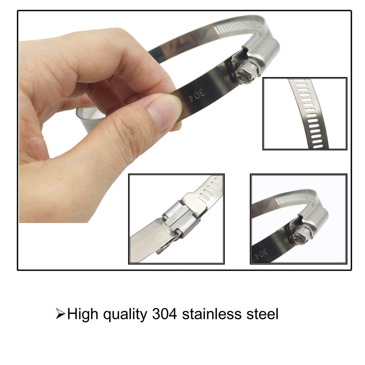 8Pcs 118-140mm Hose Clips Adjustable 304 Stainless Steel Duct Clamps