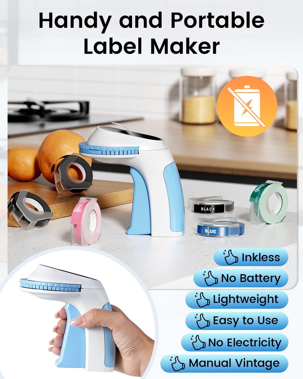 Phomemo Embossing Label Maker,Embossed Label Maker Machine with Tape