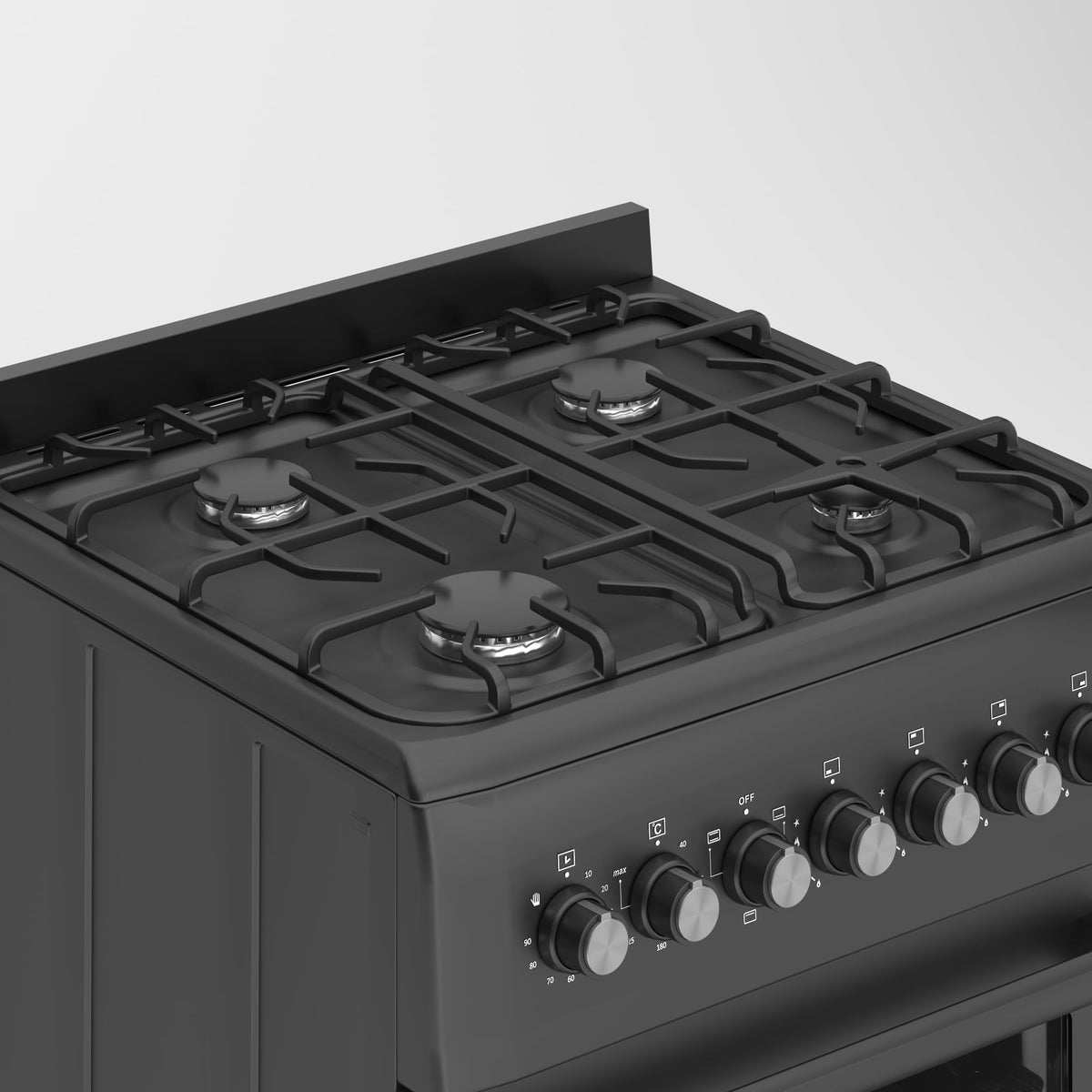 HYE Gas Cooker - 4 Gas Burners, 62L Electric Oven