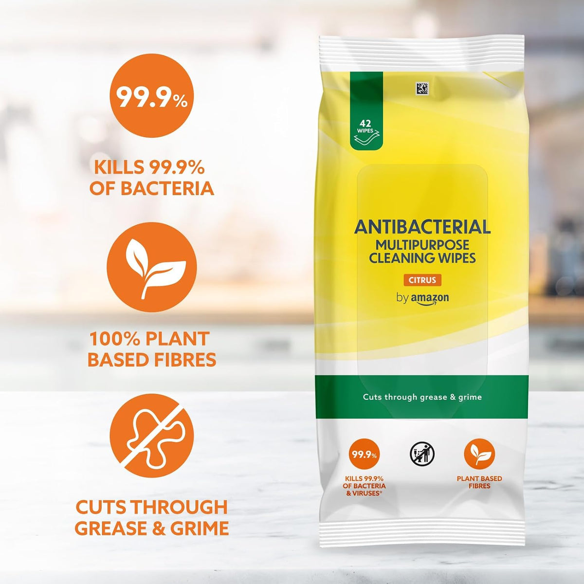 by Amazon Multipurpose Cleaning Wipes Citrus, 252 wipes 42 count (Pack of 6)