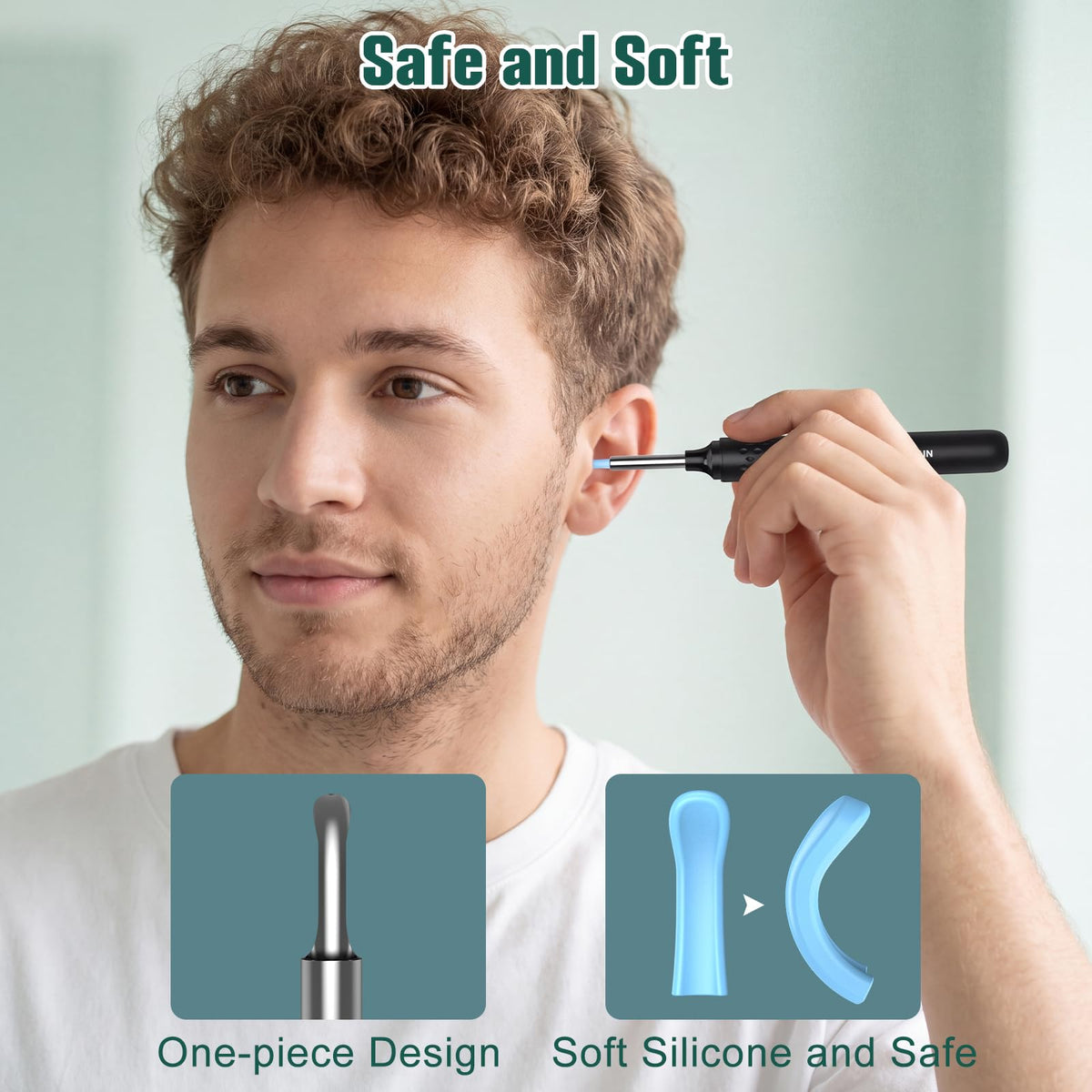 Ear Cleaner with Camera, Ear Wax Removal Kit with 1080P, Ear Camera Otoscope with LED Light, Ear Cleaning Kit for iPhone, iPad, Android Phones-White