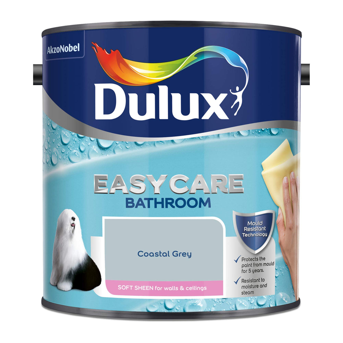Dulux 5275836 Easycare Bathroom Soft Sheen Emulsion Paint For Walls And Ceilings - Mossy Stone 2.5L
