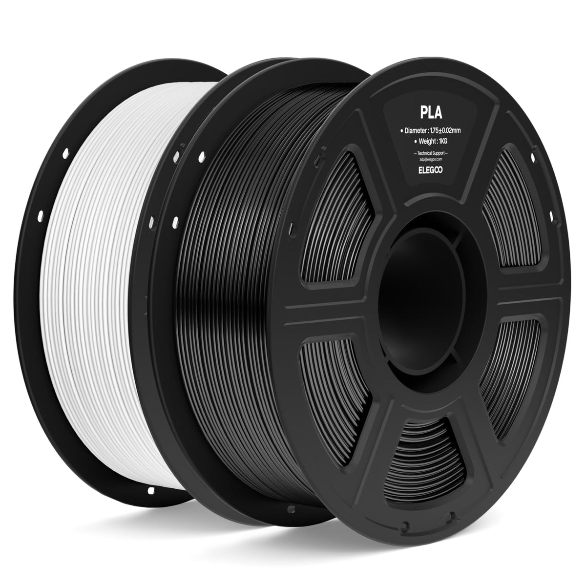 ELEGOO PLA 3D Printer Filament 1.75mm Black 1KG, Easy to Use, Durable
