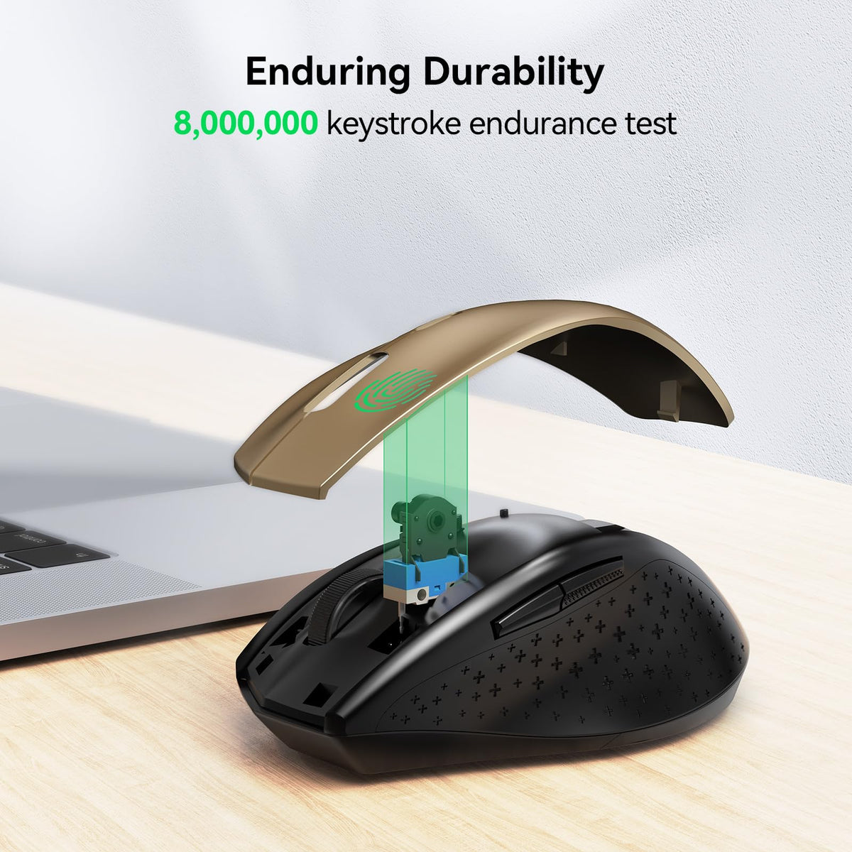 TECKNET Wireless Mouse for Laptop, 4800 DPI Optical Computer Mice with 6 Adjustable Levels, 30 Months Long Battery Life 2.4G Cordless USB Silent Mouse for Notebook, PC, Office Home Work -Grey