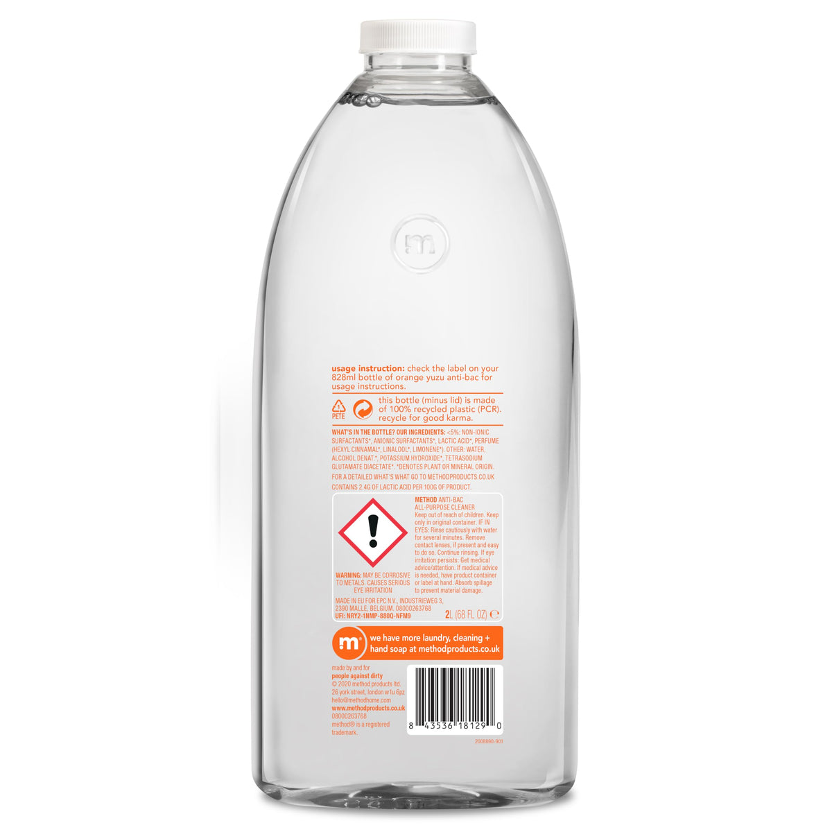 Method Anti-Bacterial Cleaner Spray, Orange Yuzu, Kills 99.9%, 828ml