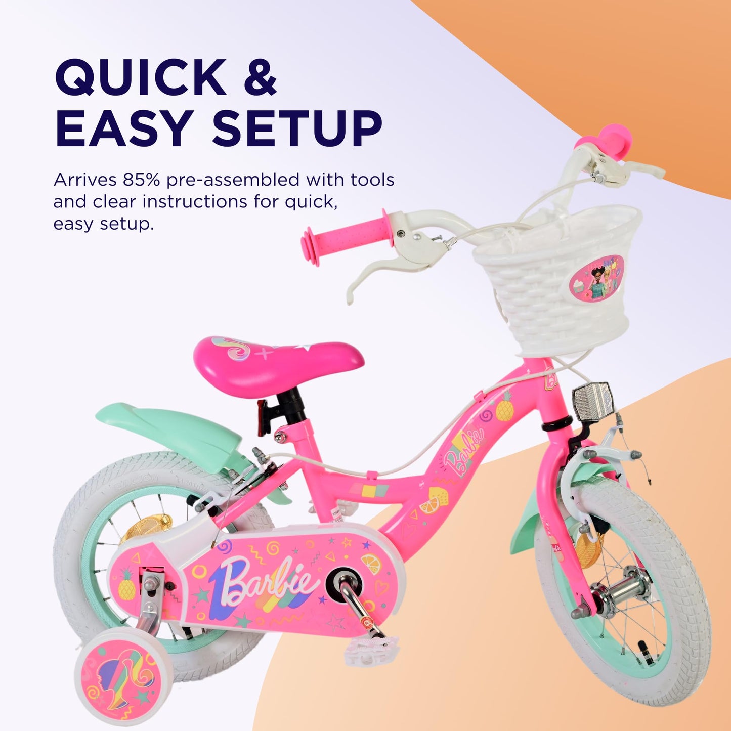 Volare Official Marvel Spider-Man Kids Bike 12" with Stabilisers — Ages 3-4