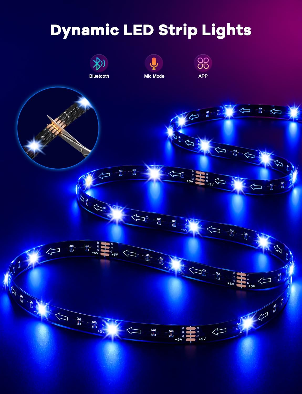 MATICOD TV LED Lights, 4M TV Lights for 45-60in TVs, Music Sync RGB TV Backlight USB LED Strip Lights with Remote and App Control for Christmas Decorations