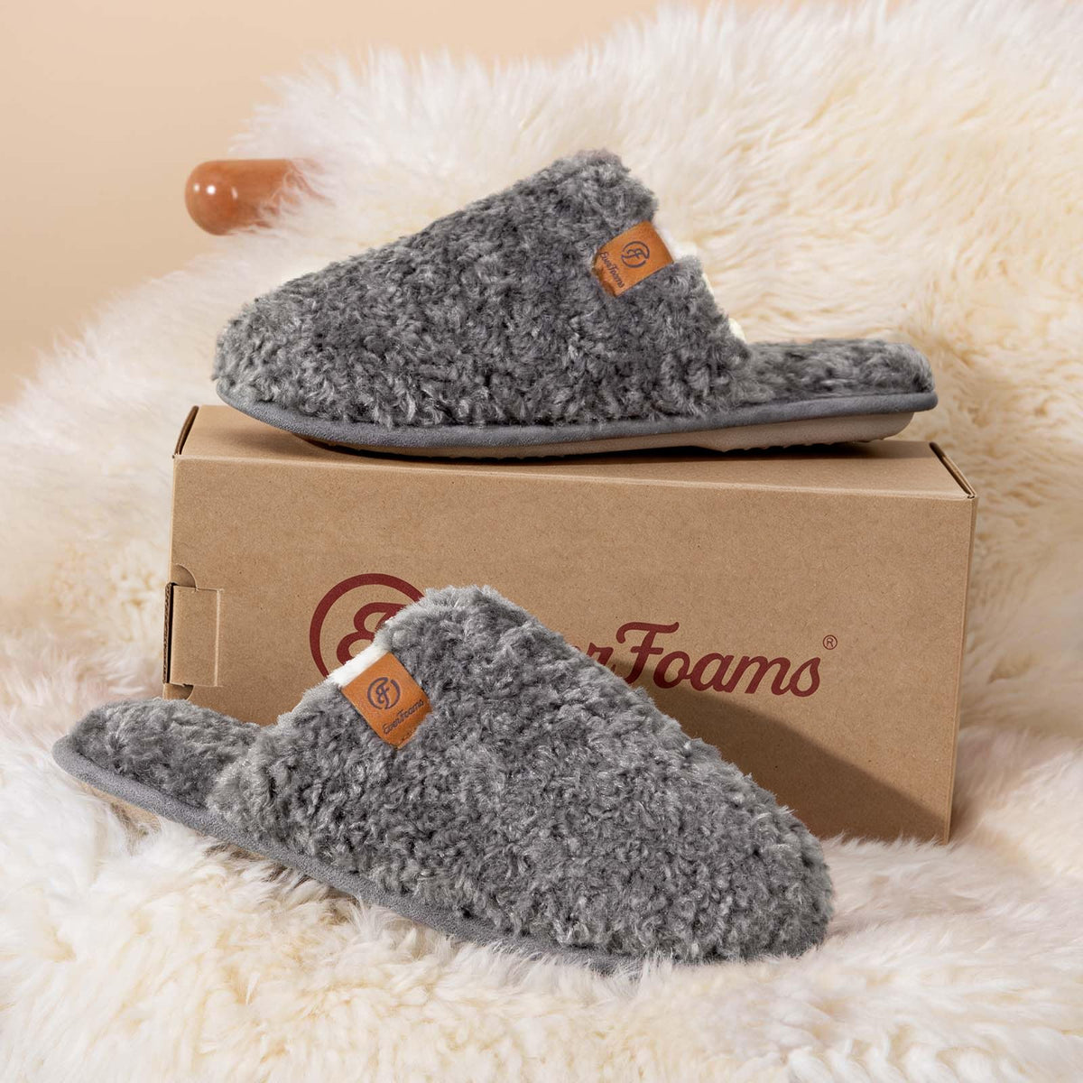 EverFoams Women's Fuzzy Slippers Cosy Memory Foam Indoor Warm House Shoes