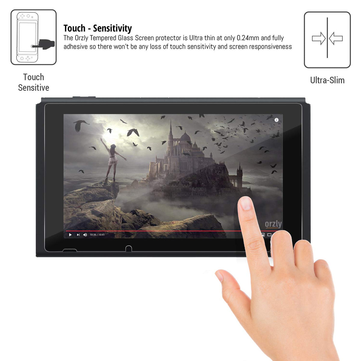 Orzly Glass Screen Protector for Nintendo Switch OLED 2024 Console Accessories (Pack of 4) - Tempered Glass Life time Edition