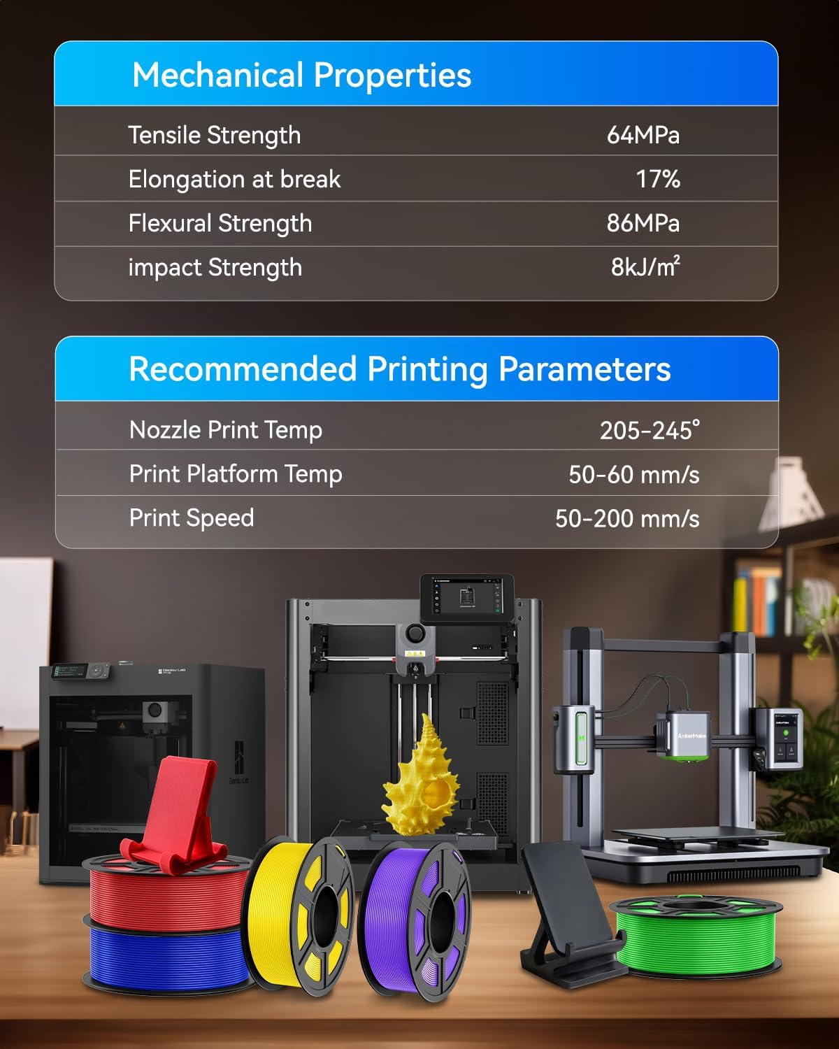 JAYO PLA+ 3D Printing Filament 1.75 mm, 1.1KG (2.4lbs) Spool Black