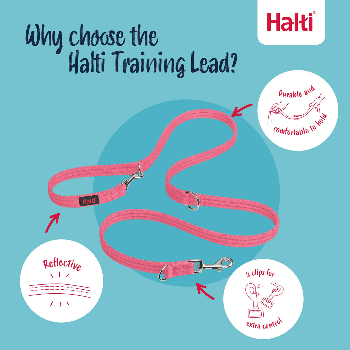 Halti Training Lead for Dogs | Size Small, Black, 2m