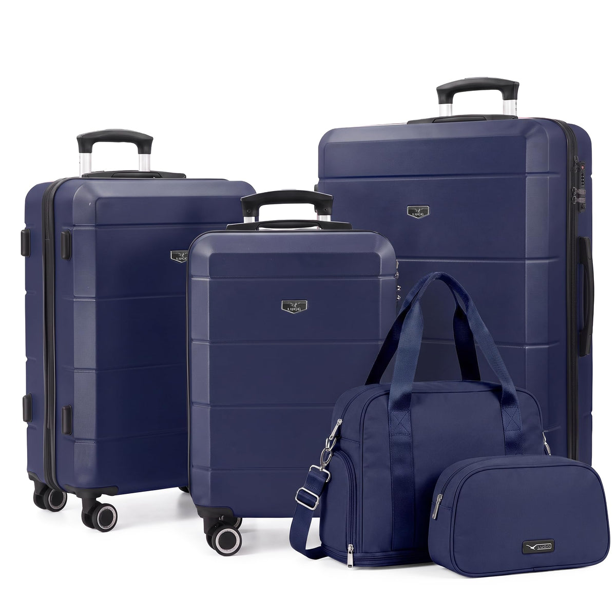 LUGG Jetset 40cm Suitcase 40x30x20cm, Ryanair Compatible Underseat Size, Hard Shell ABS, Spinner with Removable Wheels, Lightweight Travel Luggage, 1 Year Warranty