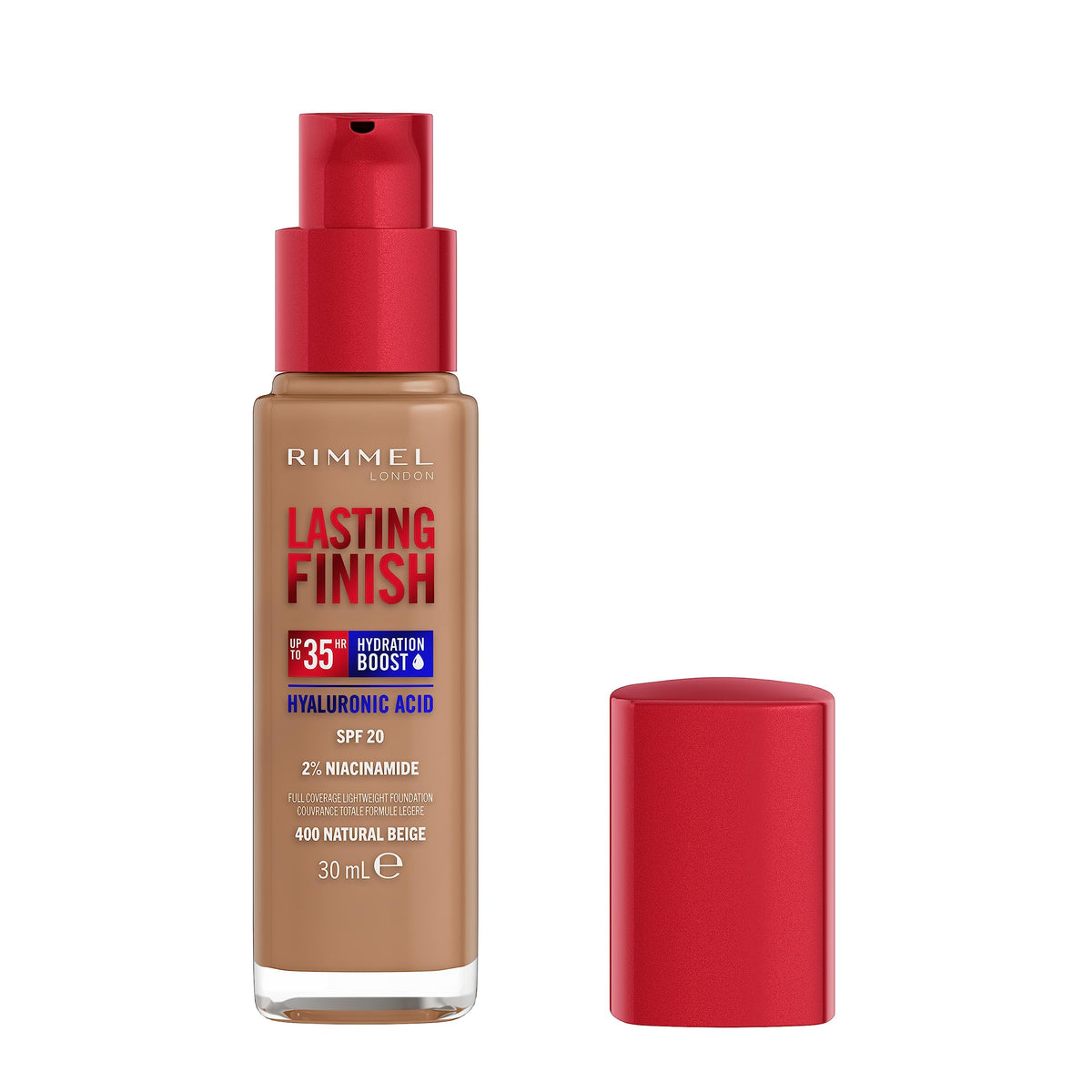 Rimmel Lasting Finish 35Hr Foundation 300 Sand, Full Coverage, Hydrating, SPF20, Hyaluronic Acid, Vitamin E, 2% Niacinamide, All Day Wear, Vegan, Cruelty Free
