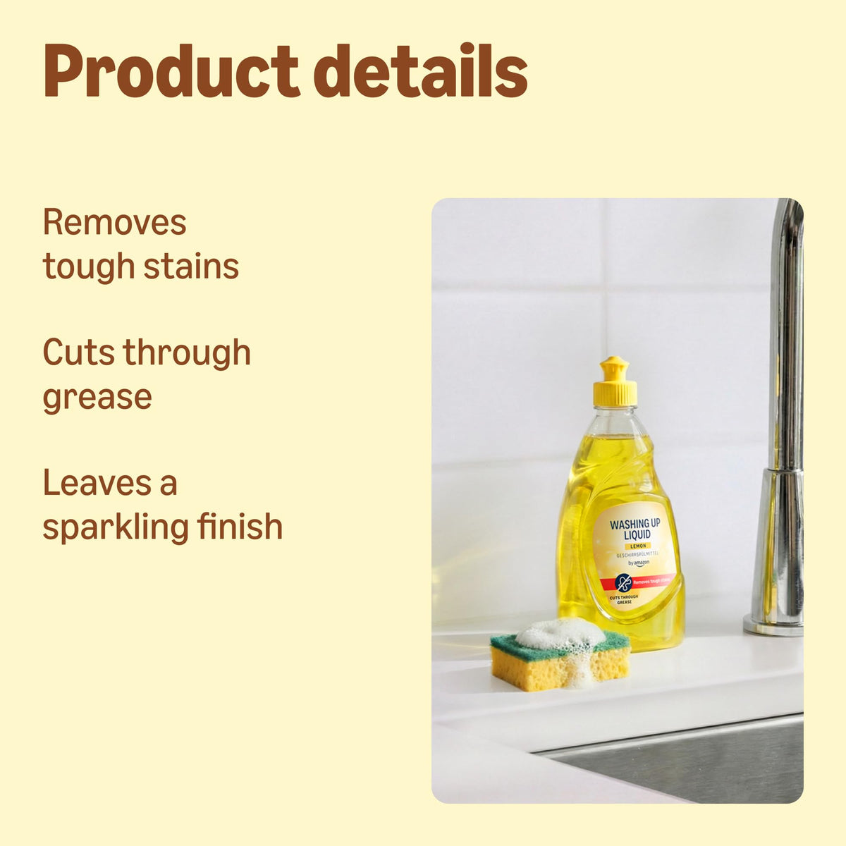byAmazon Washing Up Liquid, Lemon 500ml (Pack of 2)