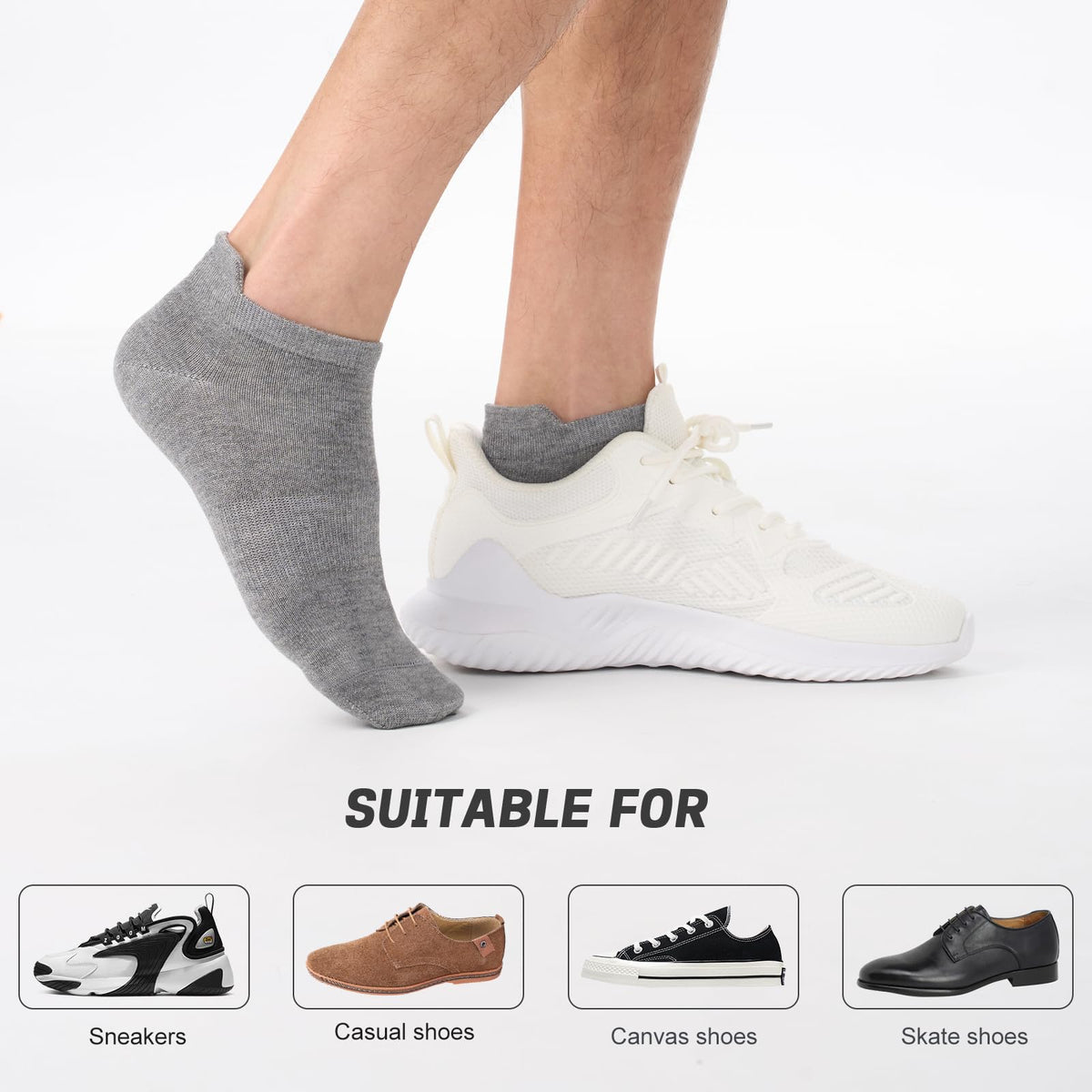 Niorasen Bamboo Trainer Socks for Men & Women, 6 Pairs, Low Cut