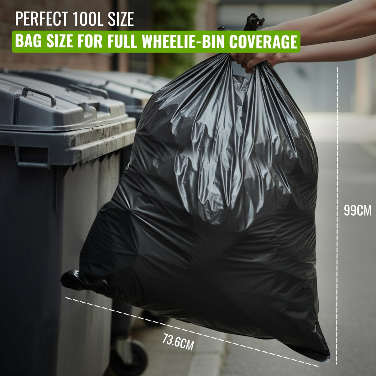 EcoBag Refuse Sacks, Recyclable & Leak Resistant, 100L Everyday (30µm)