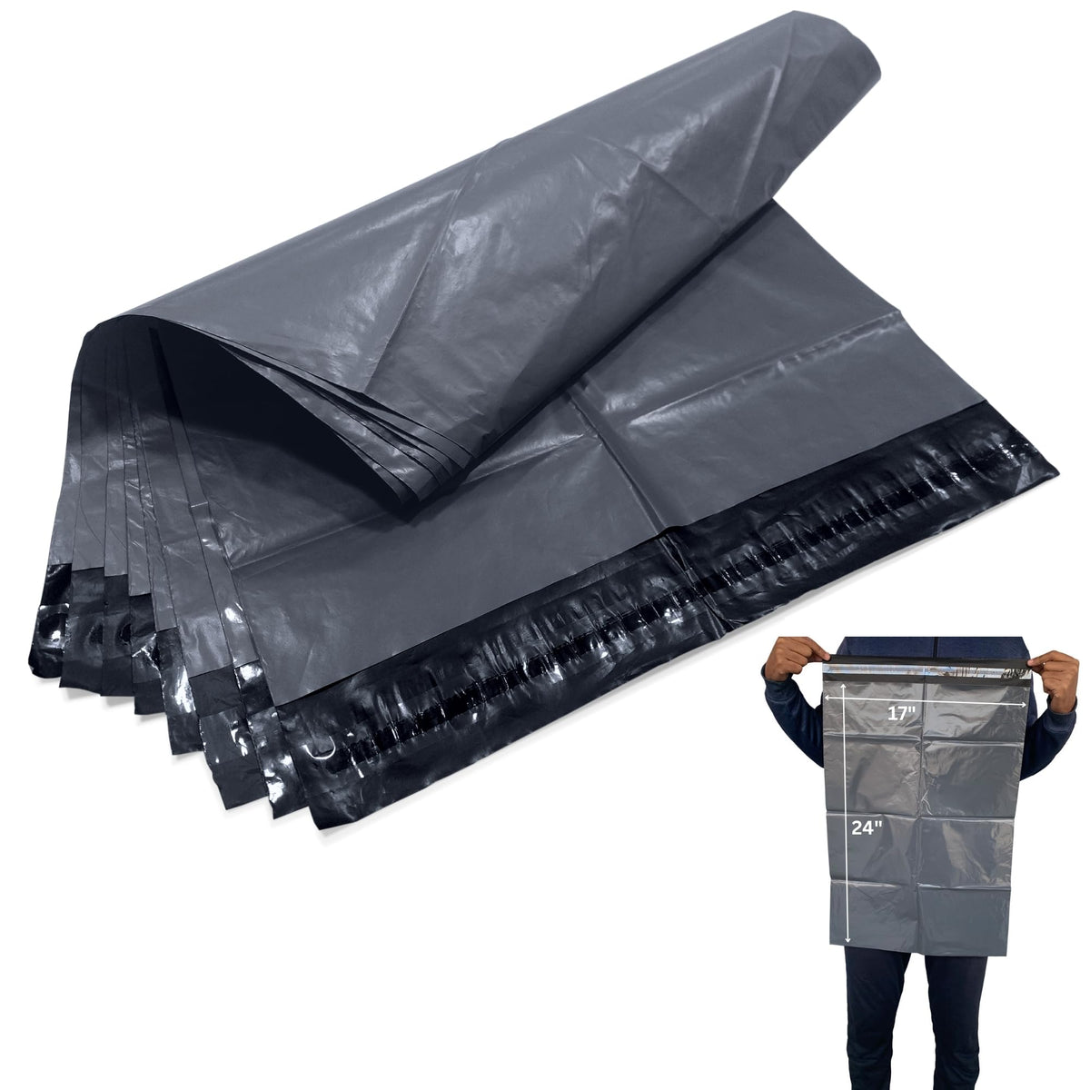 JeeJaan® 200 Small Grey Parcel Bags 4" x 6" (102 x 152mm) Strong Poly Mailer Small Postage Mailing Bags Courier Shipping Postal Bags - Posting Packing Envelopes