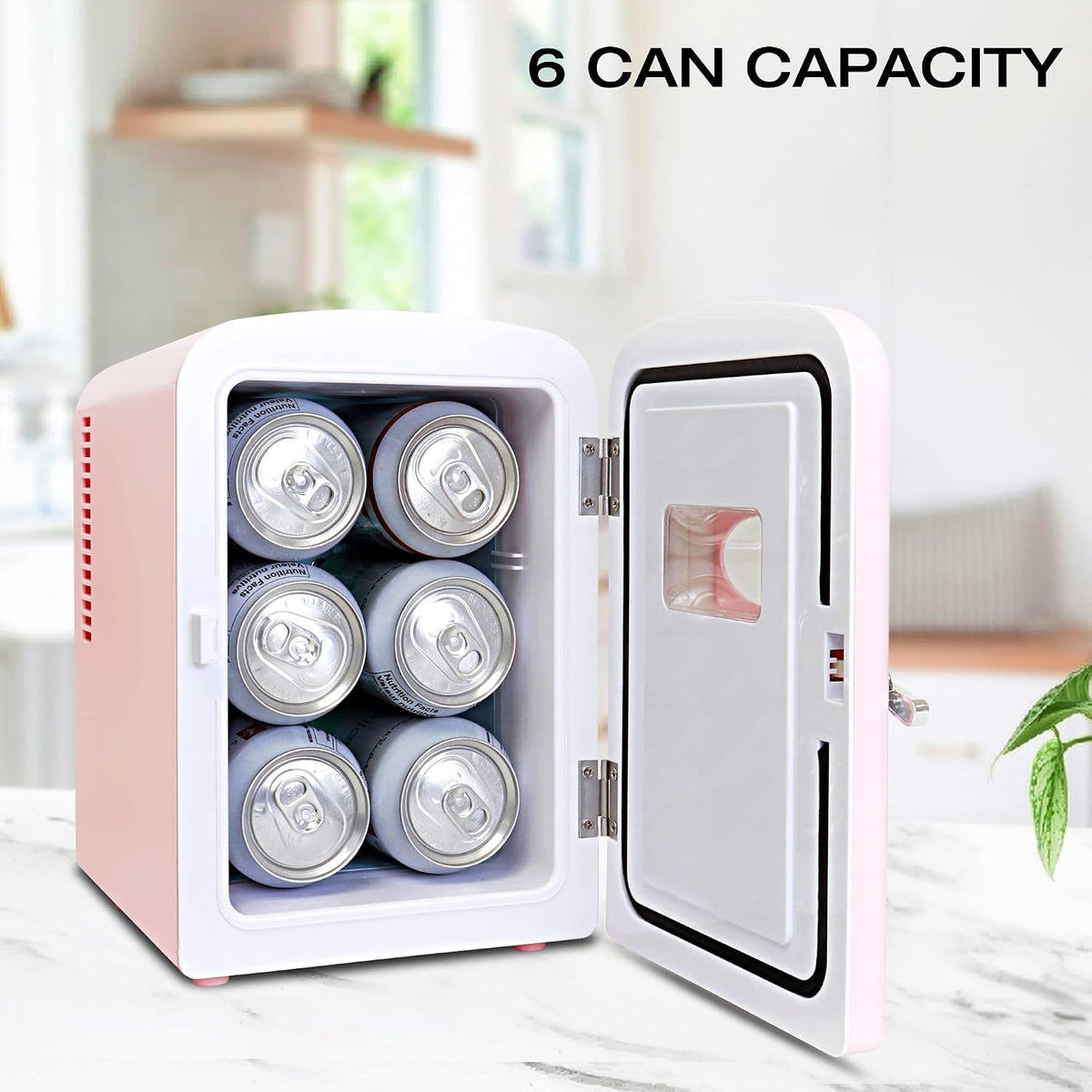 Koolatron Retro Mini Fridge For Bedrooms 12V Portable Cooler Refrigerator 4L Small 6 Can Table Top Quiet Mini Fridges For Skincare Food Drinks Kids Home Car & Travel Black