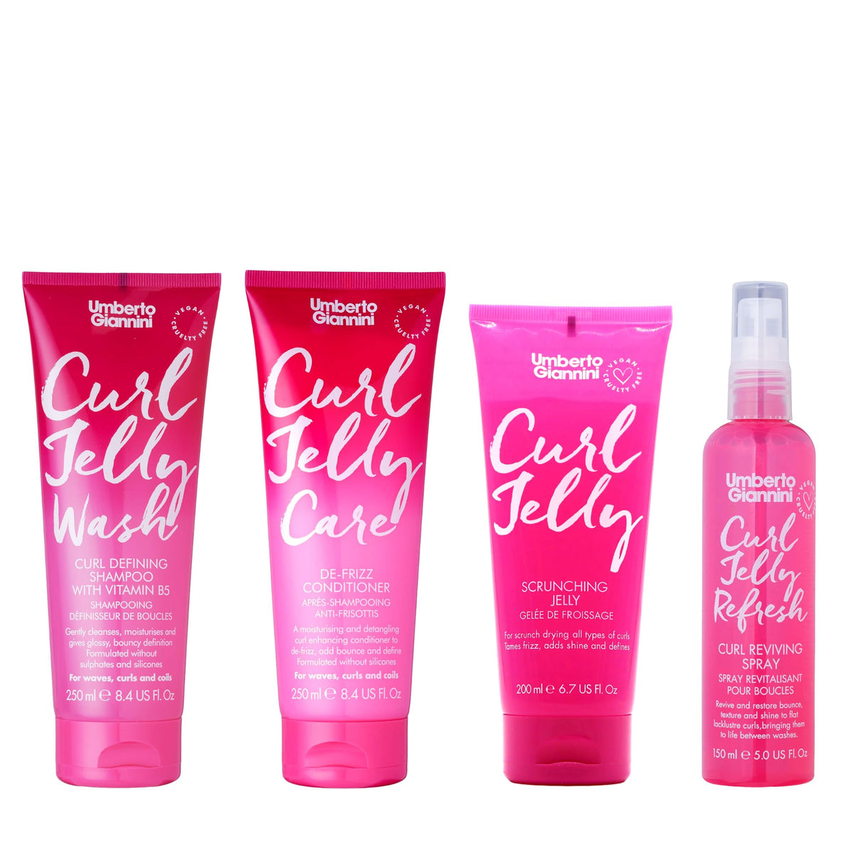 Umberto Giannini Curl Jelly Scrunching Jelly & Creme De Curl Control Cream Duo for Curly or Wavy Hair, Vegan & Cruelty Free, 2 Pack