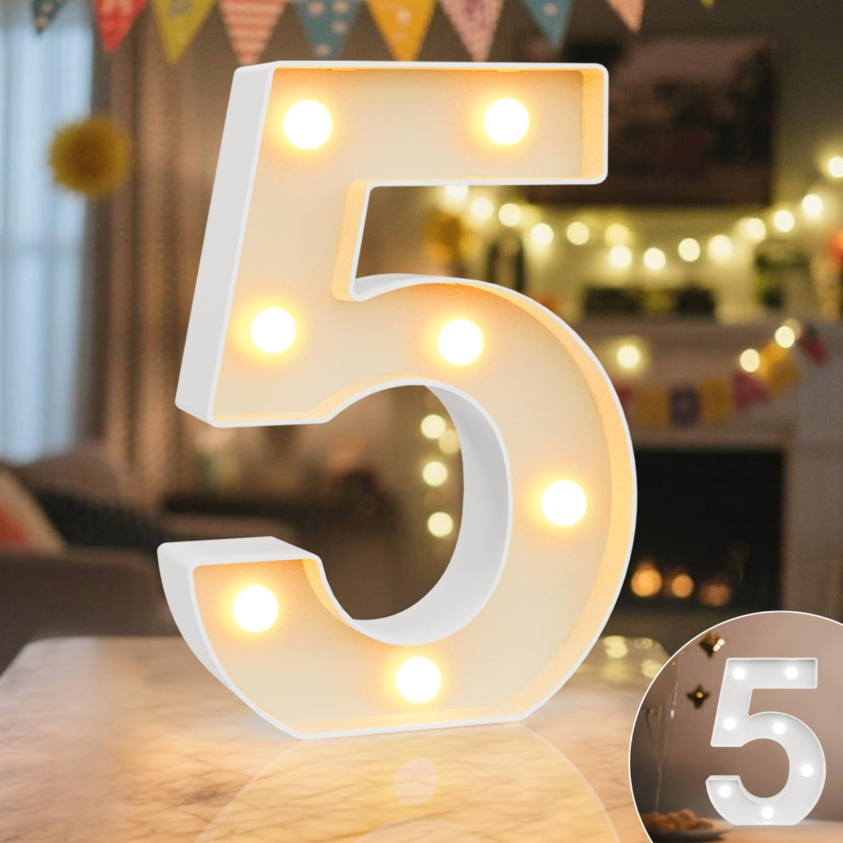 Ledido Pink Glitter Light Up Number 80 for 80th Birthday Decorations