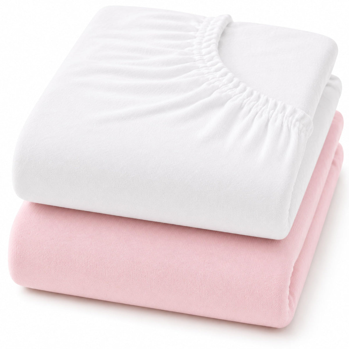 Dudu N Girlie Bedside Crib Sheets 85x51cm – Pink, 2 Pack, Soft Jersey Cotton Fitted Bedding for Co Sleeper & Baby Cribs