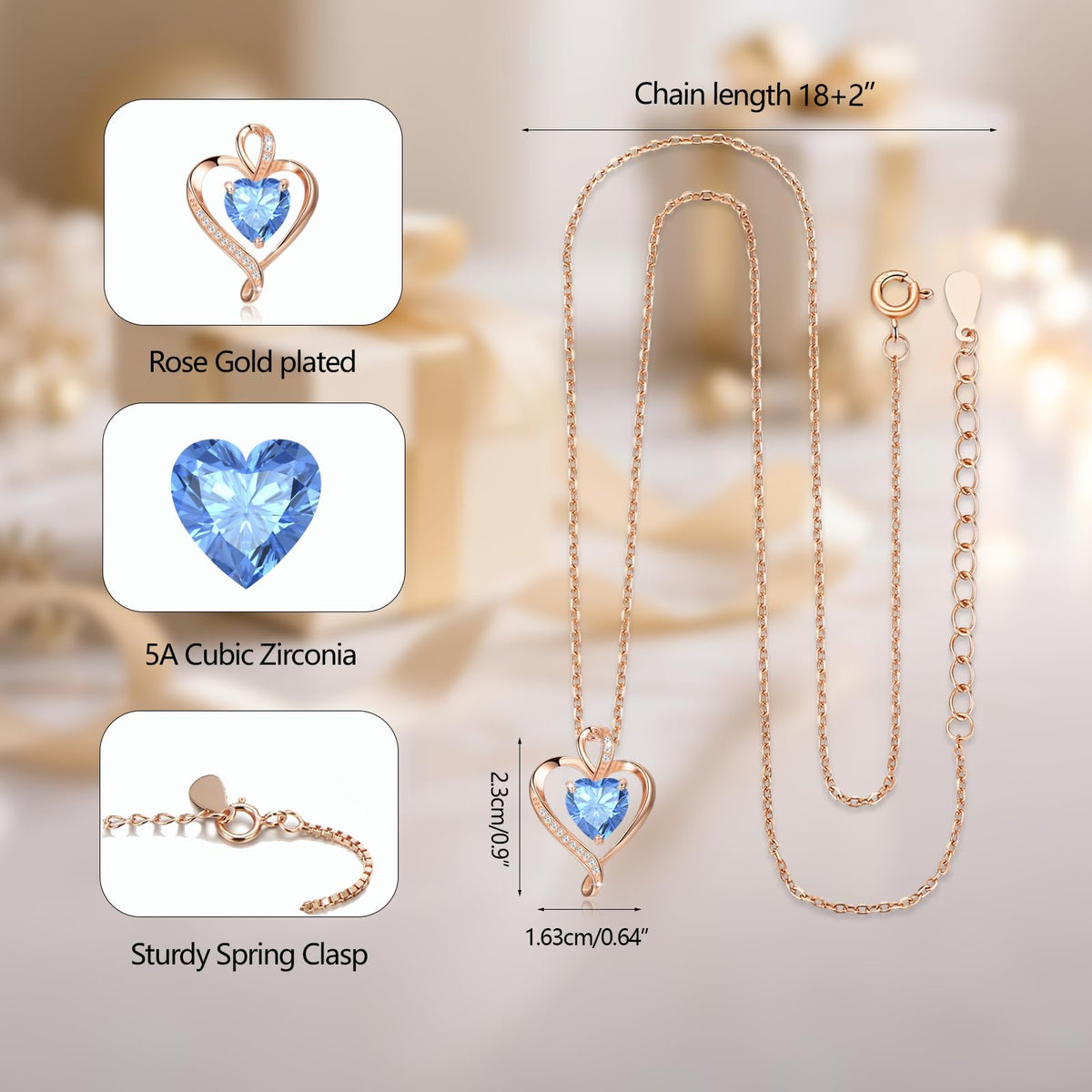 LAVUMO Heart Necklace for Women 925 Sterling Silver Love Pendant Jewellery