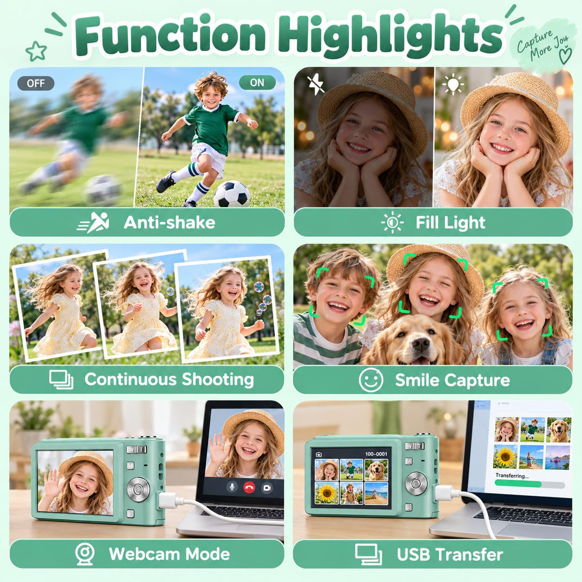 Digital Camera, 1080P FHD Vlogging Camera 50MP Compact Portable Photo Camera with 2.4" Screen, 16X Digital Zoom Mini Small Pocket Camera for Kids Students with 1 Battery, 16GB Card (Black)
