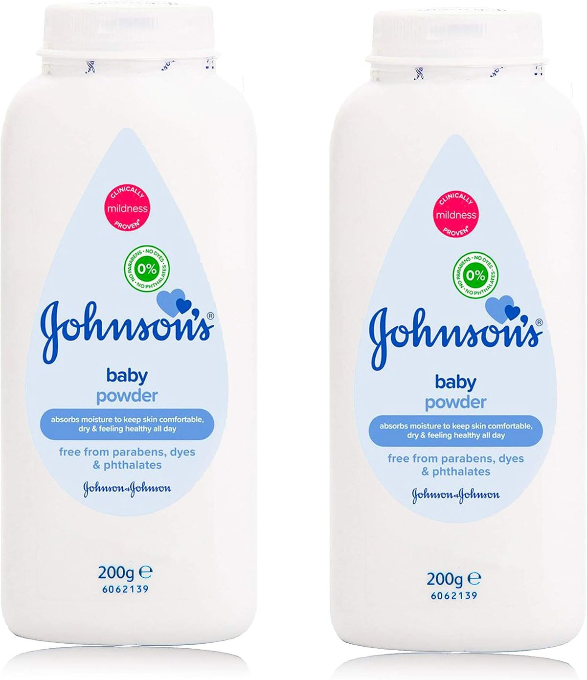 Johnson’s Baby Talcum Powder Multipack of 2 | Clinically Proven Talc for Newborn Delicate Skin | Leaves Skin Soft and Smooth | 2 x 200g