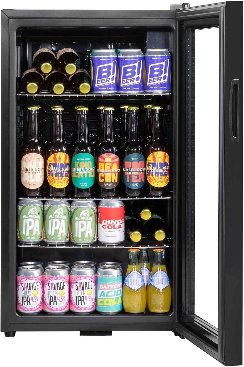 Dellonda Baridi Undercounter Drinks, Beer & Wine Fridge with Wire Shelves, Internal Light & Security Lock 85L, Black - DH13