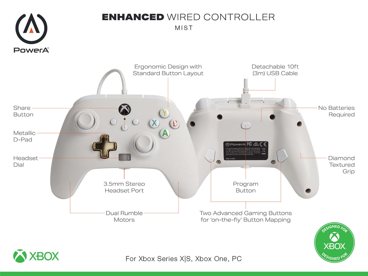 PowerA Enhanced Wired Controller for Xbox Series X|S, Wired Video Game Controller, Gamepad for Xbox X and S, Officially Licenced by Xbox, 2 Years Manufacturer Warranty - Purple Hex