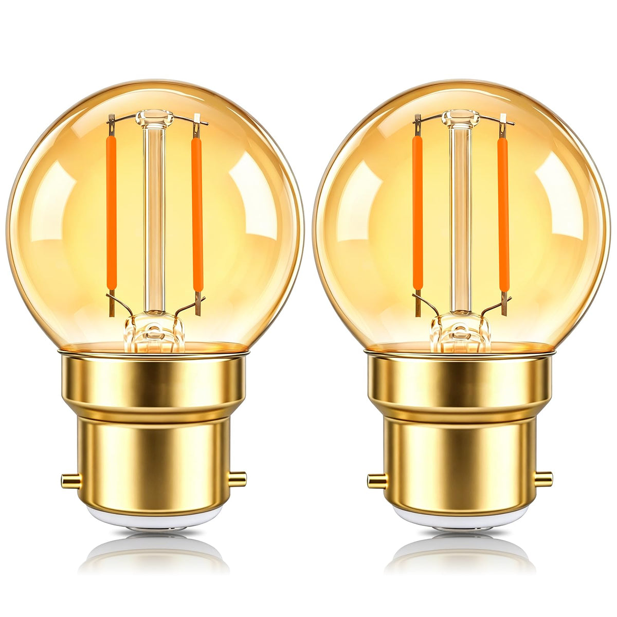 Caldarax 0.5W E14 LED Vintage Night Light Bulb, Mini C7 LED Filament Candle Bulbs Amber Warm White 2200K E14 Orange SES Small Edison Screw Salt Lamp Bulbs, 5W Equivalent, Non Dimmable, 2 Pack