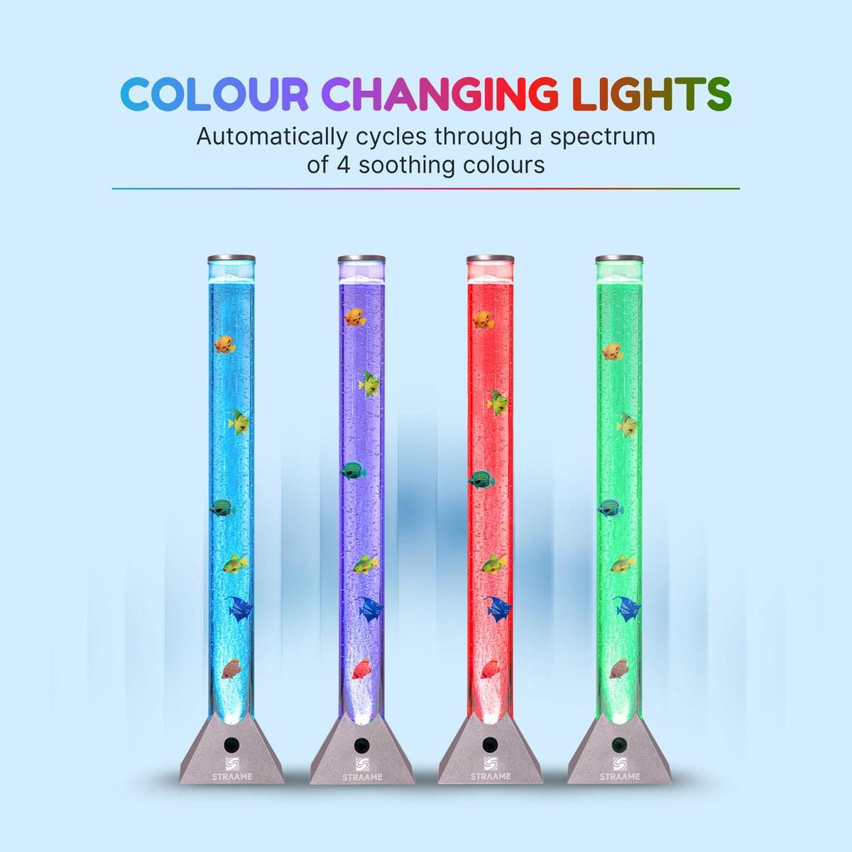 Straame 90cm LED Bubble Fish Lamp, Colour Changing Sensory Lamp, Black Base